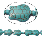 Synthetische Türkis Perlen, Schildkröter, hellblau, 19x27x8mm, Bohrung:ca. 1.5mm, Länge:15.5 ZollInch, 13PCs/Strang, verkauft von Strang