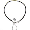 Nylon Necklace Cord, with 925 Sterling Silver, Wishbone, plated 1.5mm  Approx 7 Inch 