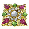 Rhinestone Zinc Alloy Ornaments, with Crystal, Square, gold color plated, flat back & faceted & with rhinestone 