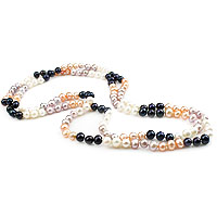 De agua dulce naturales collar de perlas largo, Perlas cultivadas de agua dulce, Patata, envoltura de collar & 2-sarta, 7-8mm, longitud:47 Inch, Vendido por Sarta