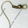 Brass Hook Earwire, plated, with loop 
