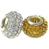 European Resin Beads, Rondelle, plated, imitation rhinestone & brass double core without troll Approx 5mm 