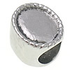Edelstahl European Perlen, flachoval, ohne troll, originale Farbe, 10.8x12x8.7mm, Bohrung:ca. 6.5mm, verkauft von PC