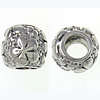 Stainless Steel European Beads, Drum, with flower pattern, original color Approx 5.8mm 