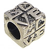 No Troll Thailand Sterling Silver European Beads, Cube, without troll Approx 5mm 