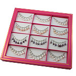 Пресноводные жемчуги Ожерелье, с медные цепи, со стразами & однонитевая, разноцветный, 6-7mm, длина:16.5 дюймовый, 12пряди/Box, продается Box
