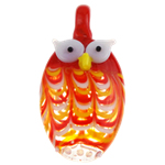 Animal Lampwork Pendants, Owl, reddish orange, Grade A Approx 6mm 
