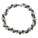 Perlas cultivadas de agua dulce collar, latón cierre de anillo de primavera, Gota, natural, 2-sarta & 2-tono, 6--7mm, longitud:17 Inch, Vendido por Sarta