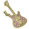 Musical Instrument Shaped Zinc Alloy Pendants, Guitar, plated, Customized & with rhinestone Approx 