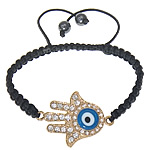 Hamsa Bracelets, Zinc Alloy, with Wax Cord & Lampwork, Hand, plated, Islamic jewelry 8mm Approx 6-12 Inch 