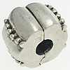 Стерлинговый серебрянный клип Пандора, Серебро 925 пробы, Цилиндрическая форма, гофрированный, отверстие:Приблизительно 3mm, продается PC