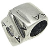 Thailand Sterling Silber Europa Buchstabenperlen, Rohr, mit einem Muster von Herzen & mit Brief Muster & ohne troll, 7.5x7.5x8mm, Bohrung:ca. 5mm, verkauft von PC