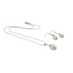 Conjunto de joya de perla de agua dulce de latón, metal, pendiente & collar, con perla & aleación de zinc, libre de níquel, plomo & cadmio, 9x22mm, 9x34mm, longitud:16.5 Inch, Vendido por Set