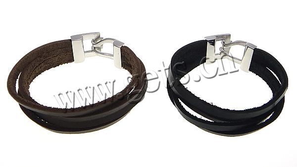 Rindsleder-Armbänder, Kuhhaut, 316 Edelstahl Haken und Augen Verschluss, unterschiedliche Länge der Wahl & 4-Strang, keine, 4mm, verkauft von Strang