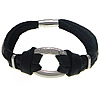 Men Bracelet, Cowhide, with 316 Stainless Steel black, cadmium free 6mm 