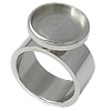 Stainless Steel Finger Ring Setting, Flat Round, original color Inner Approx 14mm, US Ring 