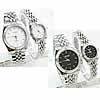 Couple Watch Bracelets, Zinc Alloy, with Glass, platinum color plated, for couple 26mm, 36mm, 14-15mm Approx 8.2 Inch, Approx  9 Inch 