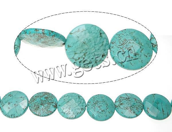Dyed Natural Turquoise Beads, Flat Round, more sizes for choice & faceted, green, Hole:Approx 1mm, Length:Approx 14.5 Inch, Sold By Strand