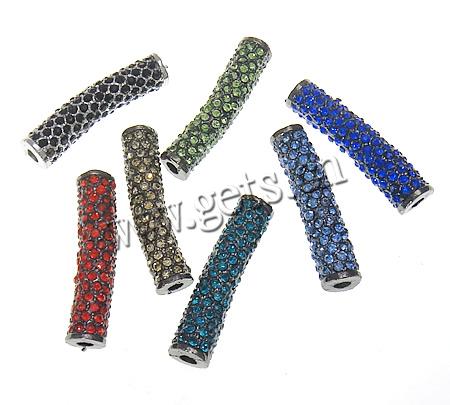 Strass Zinklegierung Perlen, Rohr, plattiert, keine, 38-39x8-9mm, Bohrung:ca. 3.5mm, verkauft von PC