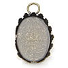 Brass Pendant Cabochon Setting, Flat Oval, plated Approx 3.5mm, Inner Approx 