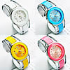 Bracelets de montre pour femmes, alliage de zinc, avec verre & Acrylique, Placage de couleur platine, ouvert & avec strass, plus de couleurs à choisir, 30mm, 54mm Environ 7 pouce, Vendu par PC
