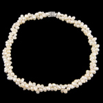 Perlas cultivadas de agua dulce collar, latón cierre de anillo de primavera, Gota, natural, 2-sarta, más colores para la opción, 5--6mm, longitud:17 Inch, Vendido por Sarta