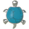 Synthetic Turquoise Pendants, Brass, with turquoise, Turtle, platinum color plated, turquoise blue Approx 