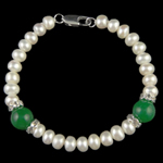 Edelstein Perlen Armbänder, Natürliche kultivierte Süßwasserperlen, mit Edelstein, 7-8mm, Länge:7.5 ZollInch, verkauft von Strang