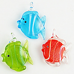 Animal Style Lampwork Pendant, fish shape, more colors for choice, 21x21x3mm, Hole:Approx 3MM, Sold by PC