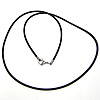 Rubber Necklace Cord, stainless steel lobster clasp, black, 3mm Approx 24 Inch 