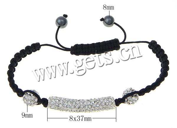 Bracelets de Woven Ball En alliage de zinc, avec Cordon de cire & Hématite, fait à la main, avec strass, plus de couleurs à choisir, Longueur:Environ 7-11 pouce, Vendu par brin