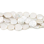 Coin Cultured Freshwater Pearl Beads, natural, white, Grade A Plus, 20mm Approx 0.8mm .5 Inch 