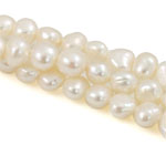 Barock kultivierten Süßwassersee Perlen, Natürliche kultivierte Süßwasserperlen, natürlich, weiß, Klasse AA, 7-8mm, Bohrung:ca. 0.8mm, Länge:15.5 ZollInch, verkauft von Strang