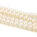 Perles de nacre rondes de culture d'eau douce, perle d'eau douce cultivée, naturel, blanc, grade A, 6-7mm Environ 0.8mm .5 pouce, Vendu par brin