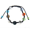 Bracelets en cristal de Woven Ball, avec corde en nylon & alliage de zinc, réglable & facettes, multicolore, 12mm, 8mm Environ 7-12 pouce, Vendu par brin