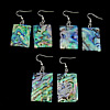 Abalone Shell Earring, Brass, with Abalone Shell, Rectangle, platinum color plated, 55.5mm Approx 2 Inch 