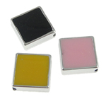 Schmelz Acryl Perlen, Rhombus, versilbert, Emaille, gemischte Farben, 19.5x6mm, Bohrung:ca. 2mm, 500PCs/Tasche, verkauft von Tasche