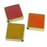 Schmelz Acryl Perlen, Rhombus, vergoldet, Emaille, gemischte Farben, 19.5x6mm, Bohrung:ca. 2mm, 500PCs/Tasche, verkauft von Tasche