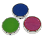 Schmelz Acryl Perlen, flache Runde, versilbert, Emaille, gemischte Farben, 20x6mm, Bohrung:ca. 2mm, 500PCs/Tasche, verkauft von Tasche