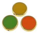 Schmelz Acryl Perlen, flache Runde, vergoldet, Emaille, gemischte Farben, 20x6mm, Bohrung:ca. 2mm, 500PCs/Tasche, verkauft von Tasche