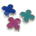 Enamel Acrylic Beads, Cross, real silver plated, mixed colors Approx 2mm 