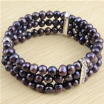 Bracelets de perles, perle d'eau douce cultivée, 3 brins, violet, 6-7mm .5 pouce, Vendu par brin