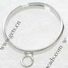 Латунная основа с петлями для кольца, Латунь, Платиновое покрытие платиновым цвет, регулируемый отверстие:Приблизительно 2mm, размер:7, продается PC