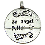 Zinc Alloy Message Pendants, Coin, plated Approx 1.5mm 