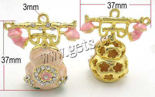 Zinc Alloy Tool Pendants, Telephone, plated, enamel & with rhinestone, more colors for choice, nickel, lead & cadmium free, 37x37x21mm, Sold By PC