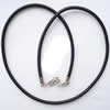 Теплые шнур ожерелья, Шнур из натуральной кожи, цинковый сплав Замок-карабин, черный, 3mm, длина:Приблизительно 17 дюймовый, продается Strand