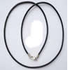 Теплые шнур ожерелья, Шнур из натуральной кожи, цинковый сплав Замок-карабин, черный, 2mm, длина:Приблизительно 18 дюймовый, продается Strand