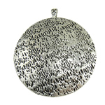 Zinc Alloy Flat Round Pendants, plated, hammered nickel, lead & cadmium free Approx 