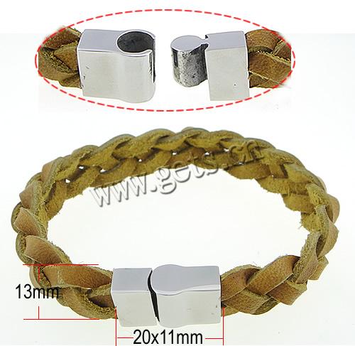 Cowhide Bracelets, 316 stainless steel clasp, braided bracelet & different length for choice, 20x11mm,13mm, Sold By Strand
