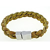 Cowhide Bracelets, 316 stainless steel clasp, braided bracelet 13mm 